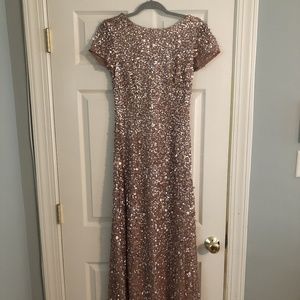 Adrianna Papell Women's Short-Sleeve Sequin Gown